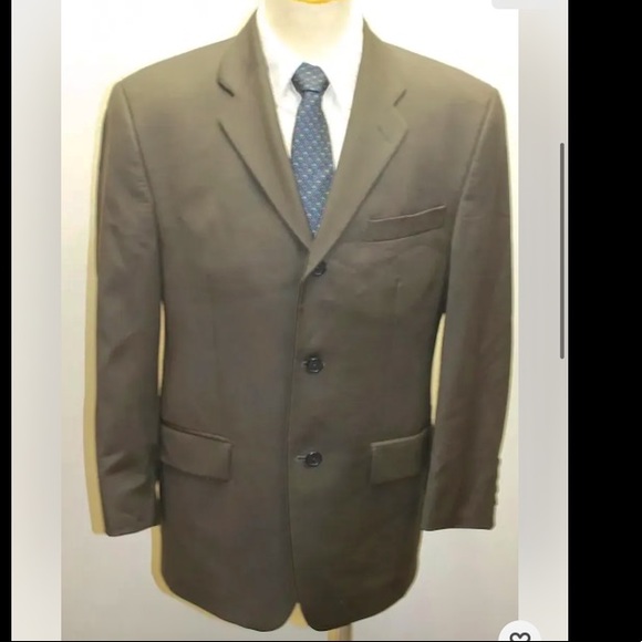 CK Calvin Klein Men Blazer 40R Dark Brown 100% Wool Lined 3 Buttons Canada Made - Picture 1 of 5